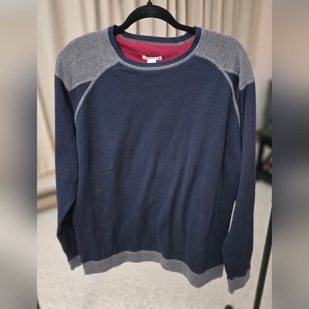 Carbon2Cobalt Navy and Gray Crewneck Sweater